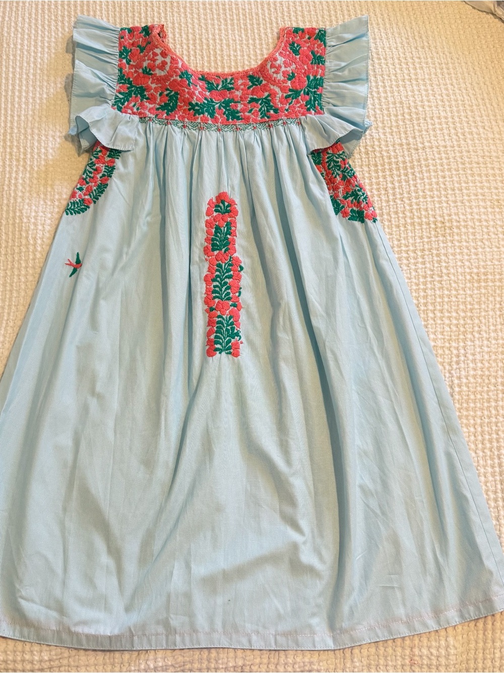 Mi Golondrina Embroidered Flutter-Sleeve Dress - Picture 2 of 4